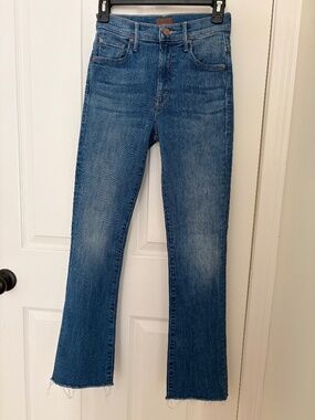 MOTHER The Insider Flood Fray Jeans We Got The Beat SIZE 24 High Rise LIKE NEW